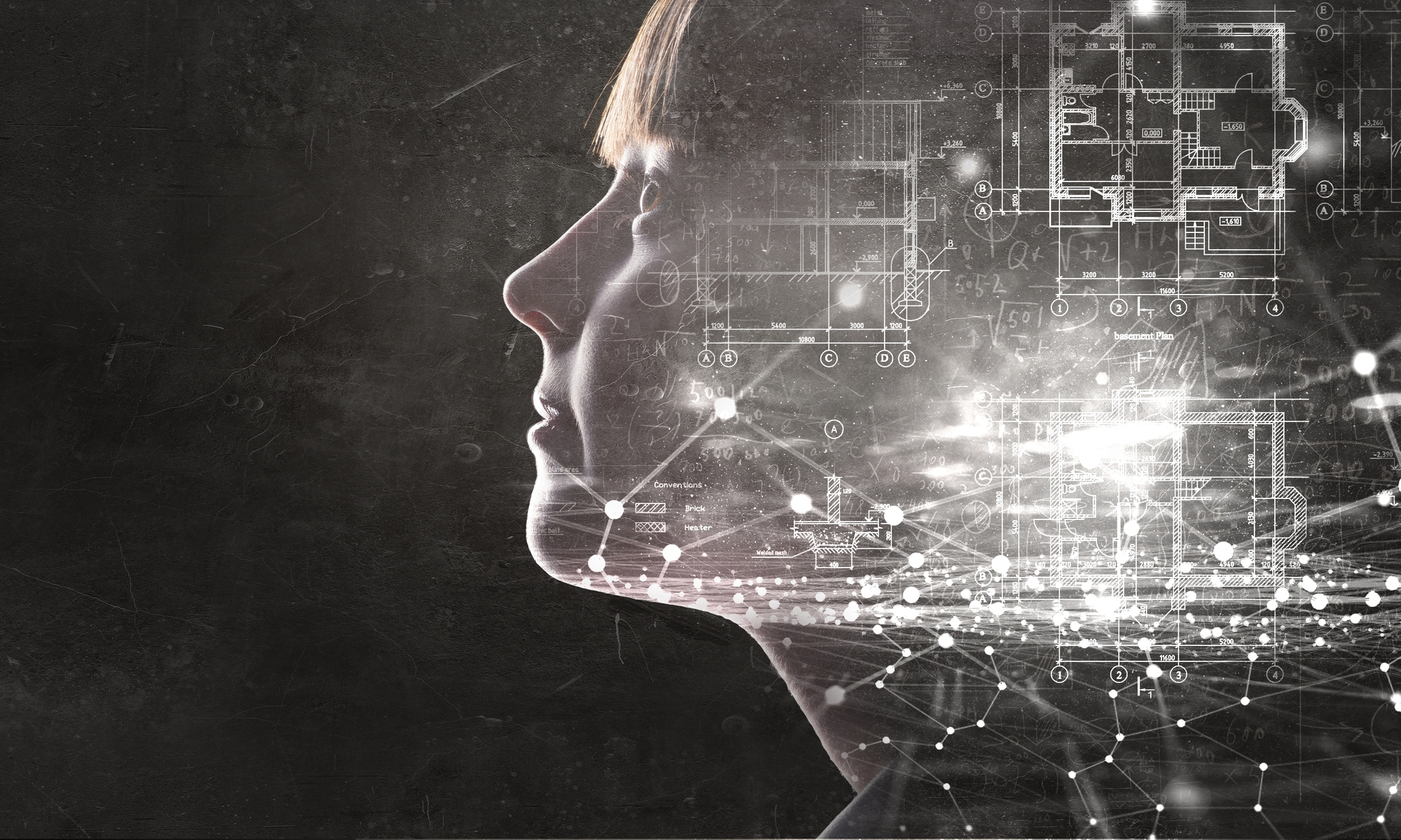 representación de la inteligencia artificial combinada con el rostro de un niño